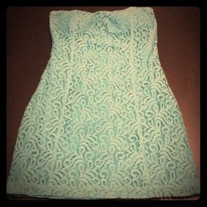 Forever 21 Teal Mini, Strapless Dress